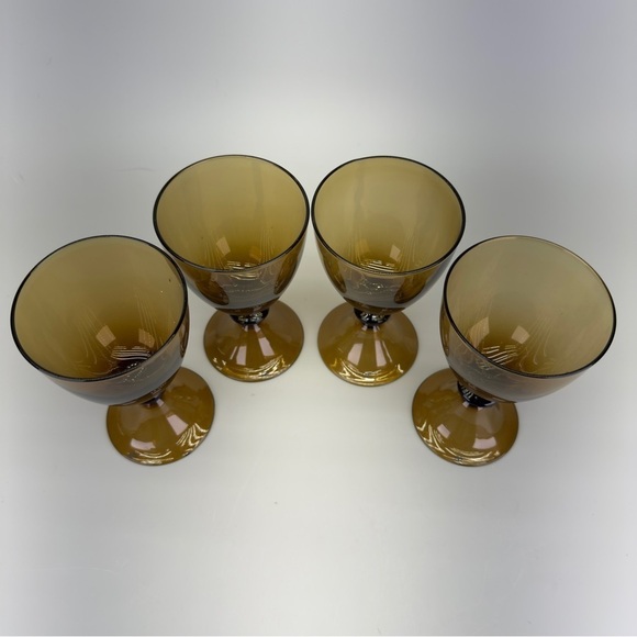 Set of 4 Diane Von Furstenberg 
Handblown Amber Wine Glasses - Picture 3 of 10